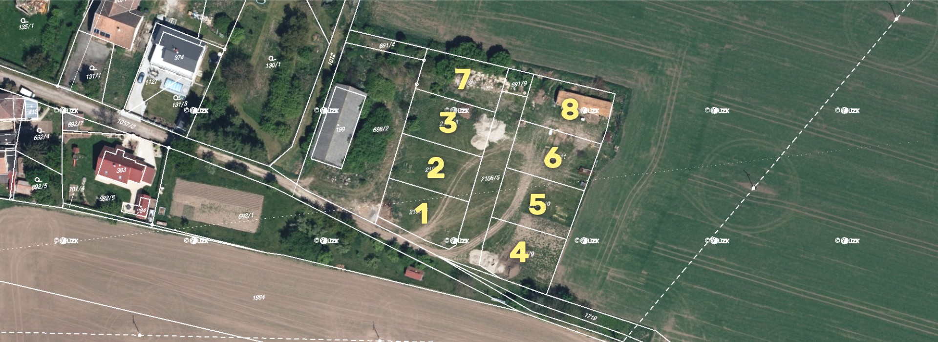 Pozemky Kočí - Orientační mapka